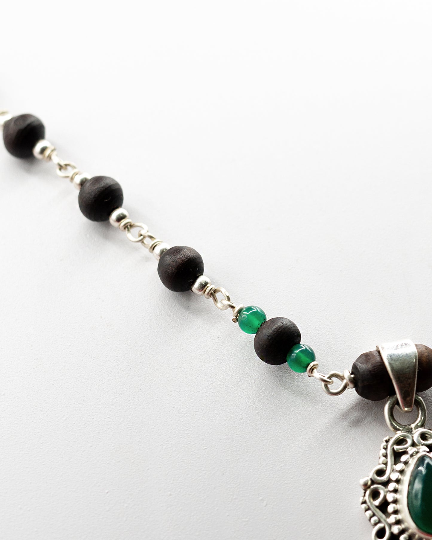 Green Onyx Silver Tulasi Kanti Mala
