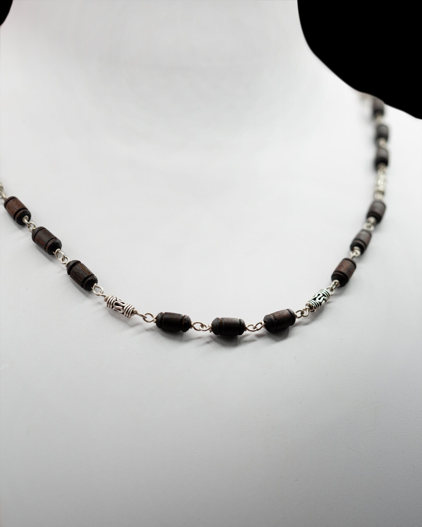 Engraved Silver and Tulasi Mala