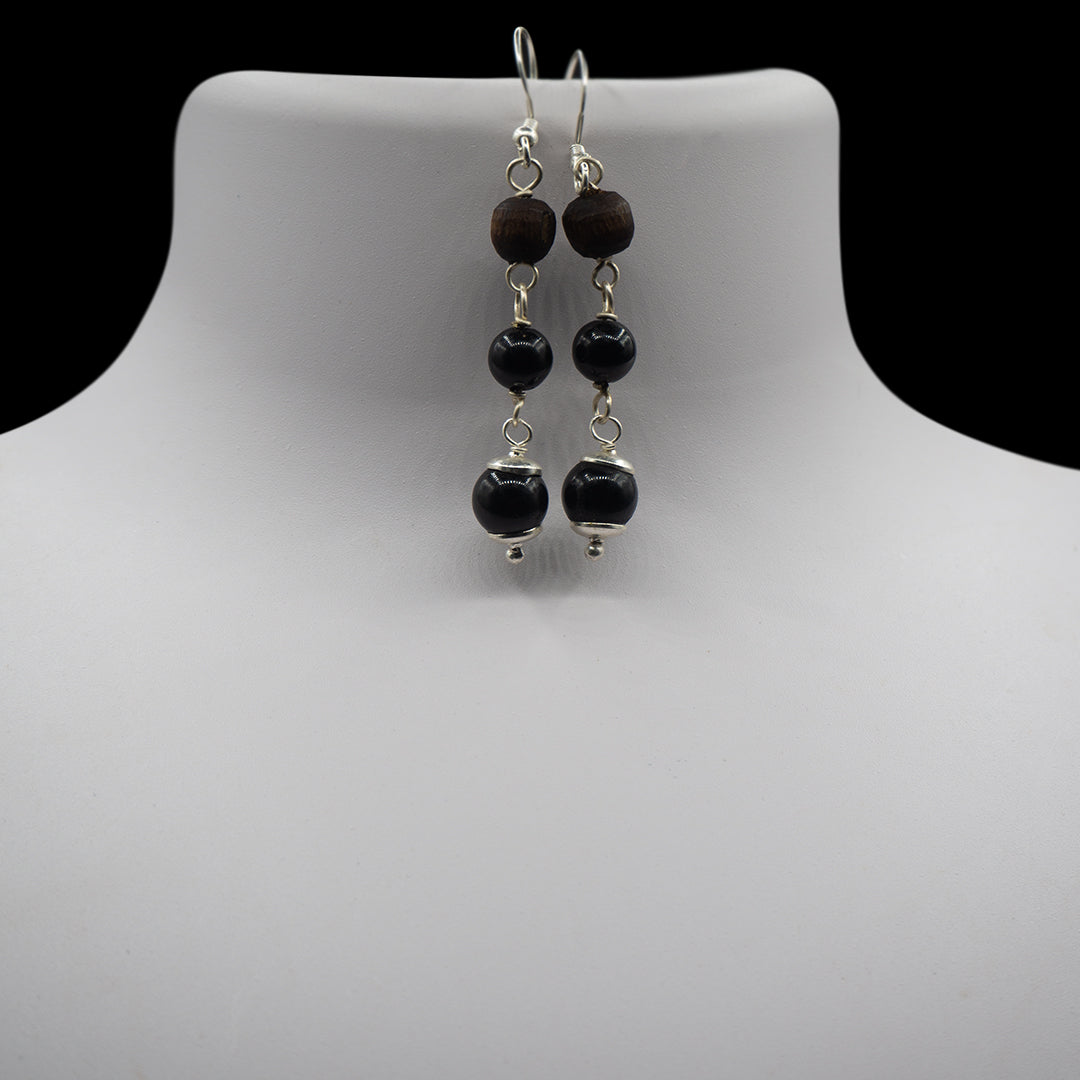 Onyx Pendant Silver Tulasi Kanti Mala