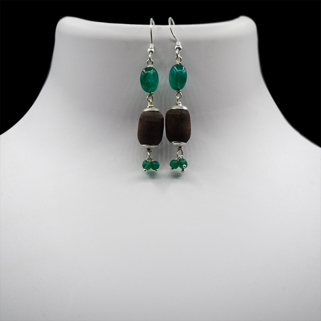 Green Stone Kanti Mala Earring Set