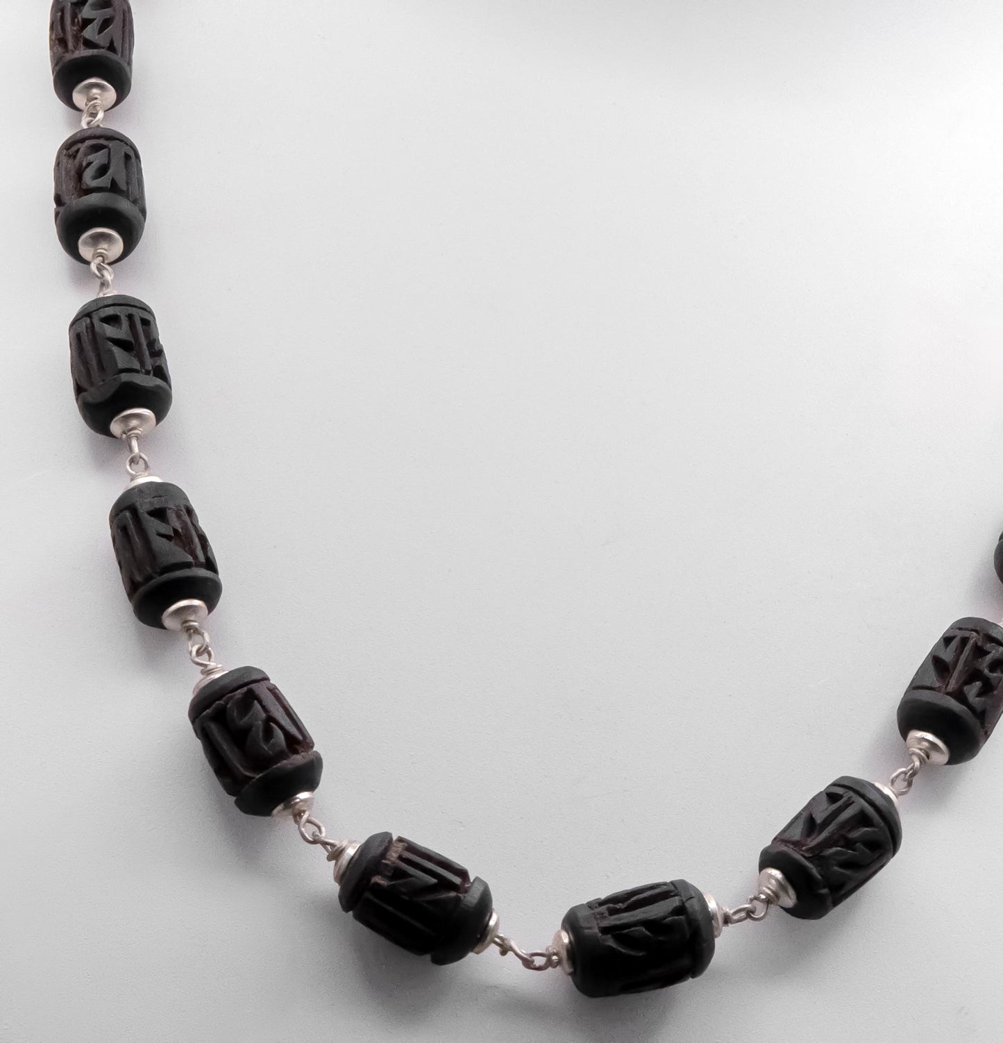 Engraved Large Radha Silver Tulasi Mala