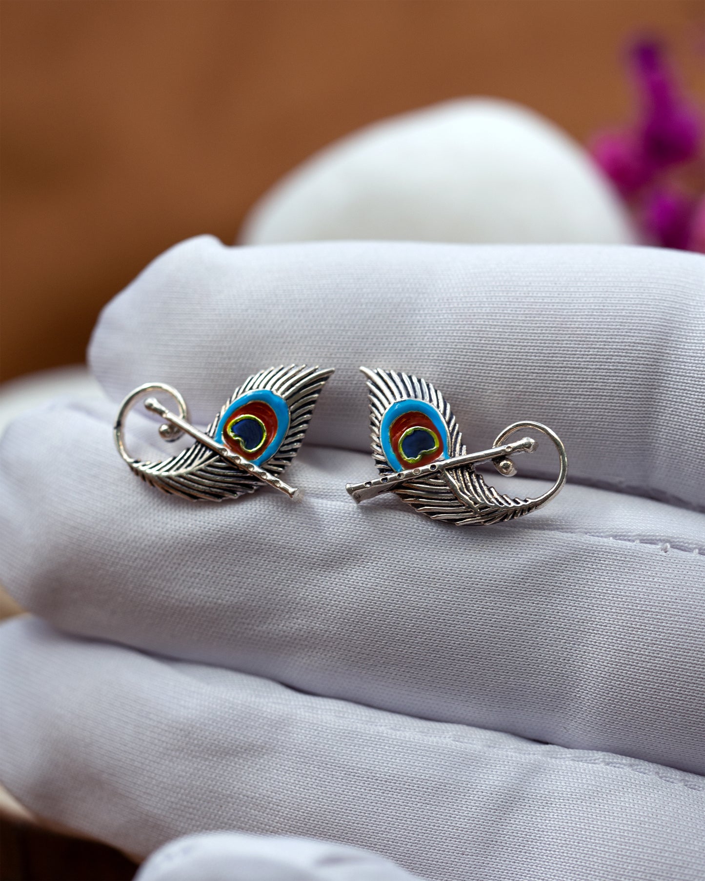 Peacock feather Earring Set