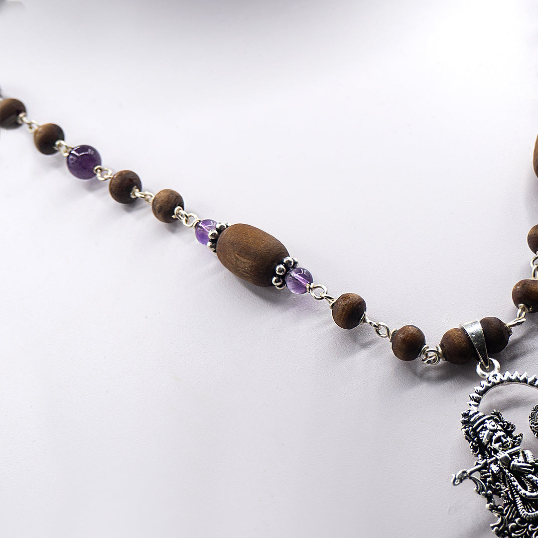 Amethyst Radha Krishna Silver Tulasi Mala