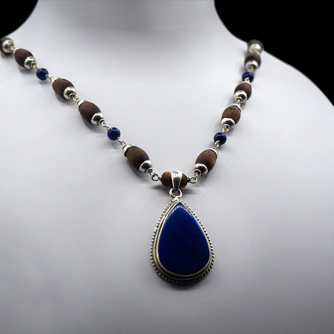 Lapis Lazuli pendant Silver Tulasi Mala