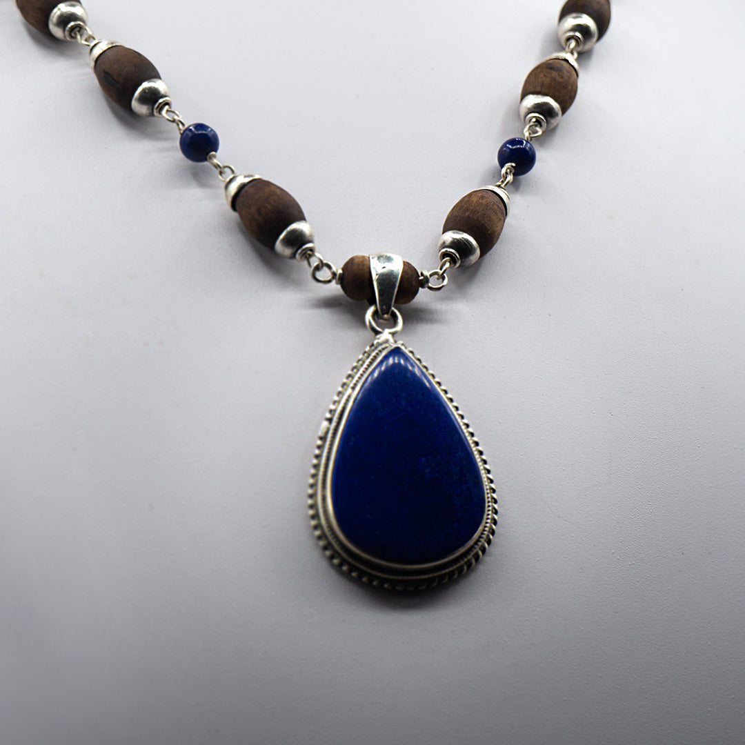 Lapis Lazuli pendant Silver Tulasi Mala