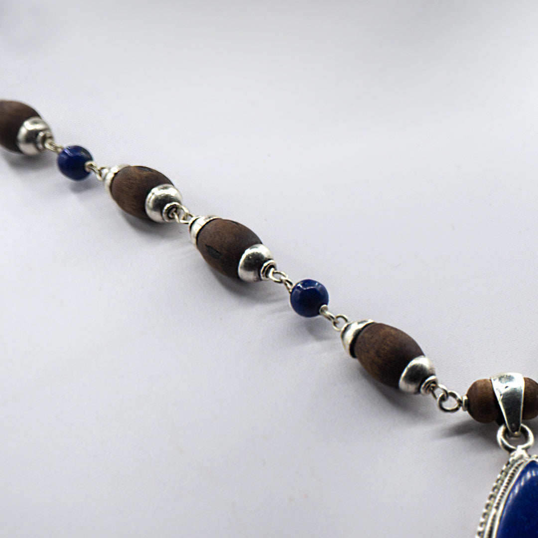 Lapis Lazuli pendant Silver Tulasi Mala