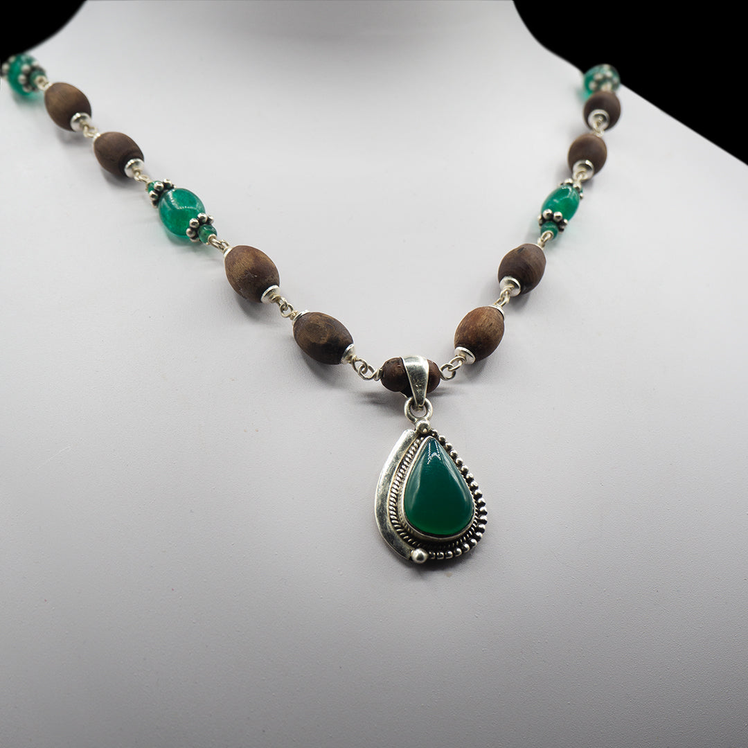 Green Stone Kanti Mala Earring Set