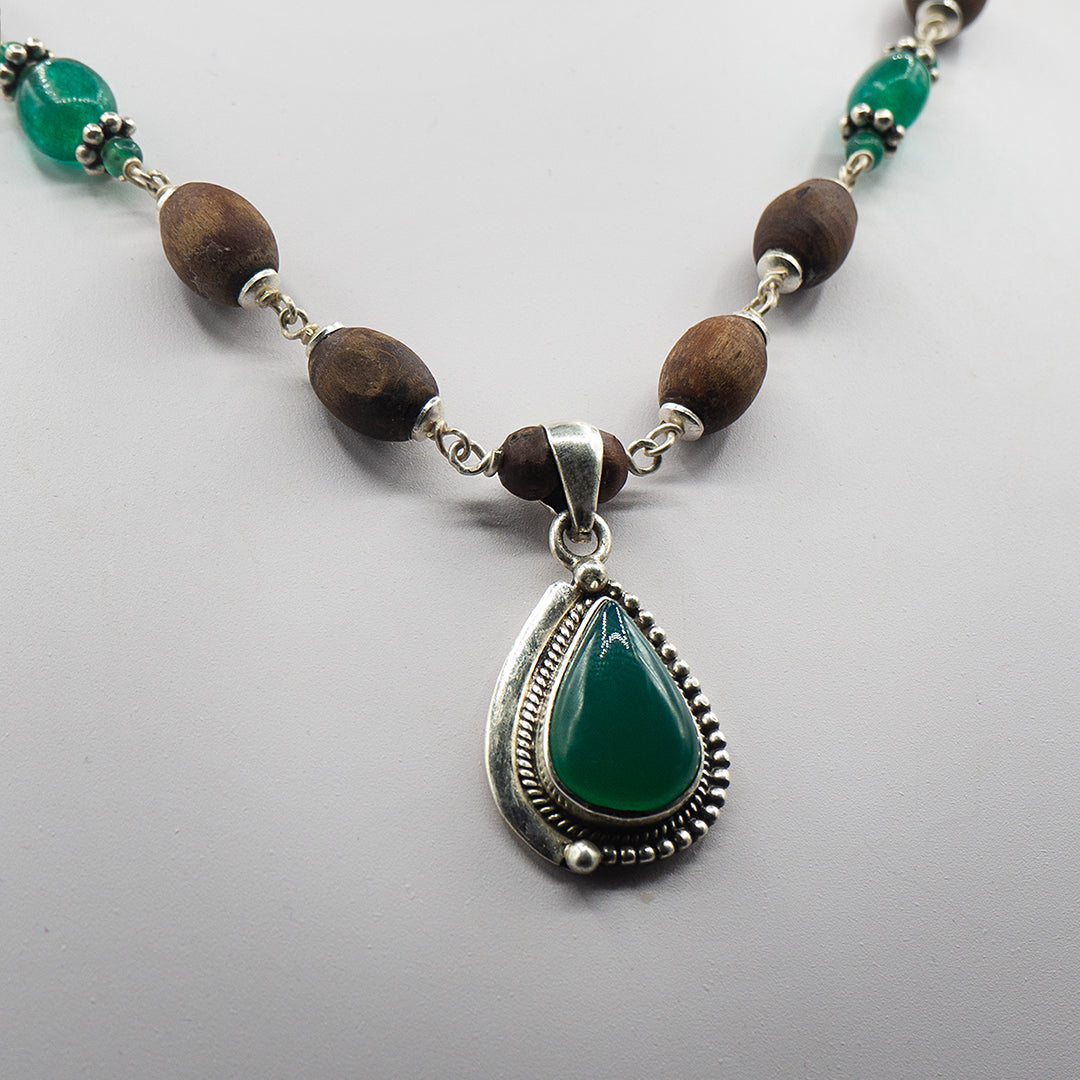 Green Stone Kanti Mala Earring Set