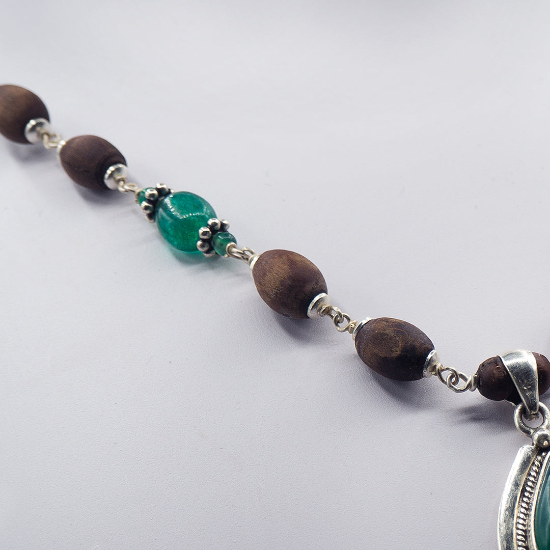 Green Stone Kanti Mala Earring Set