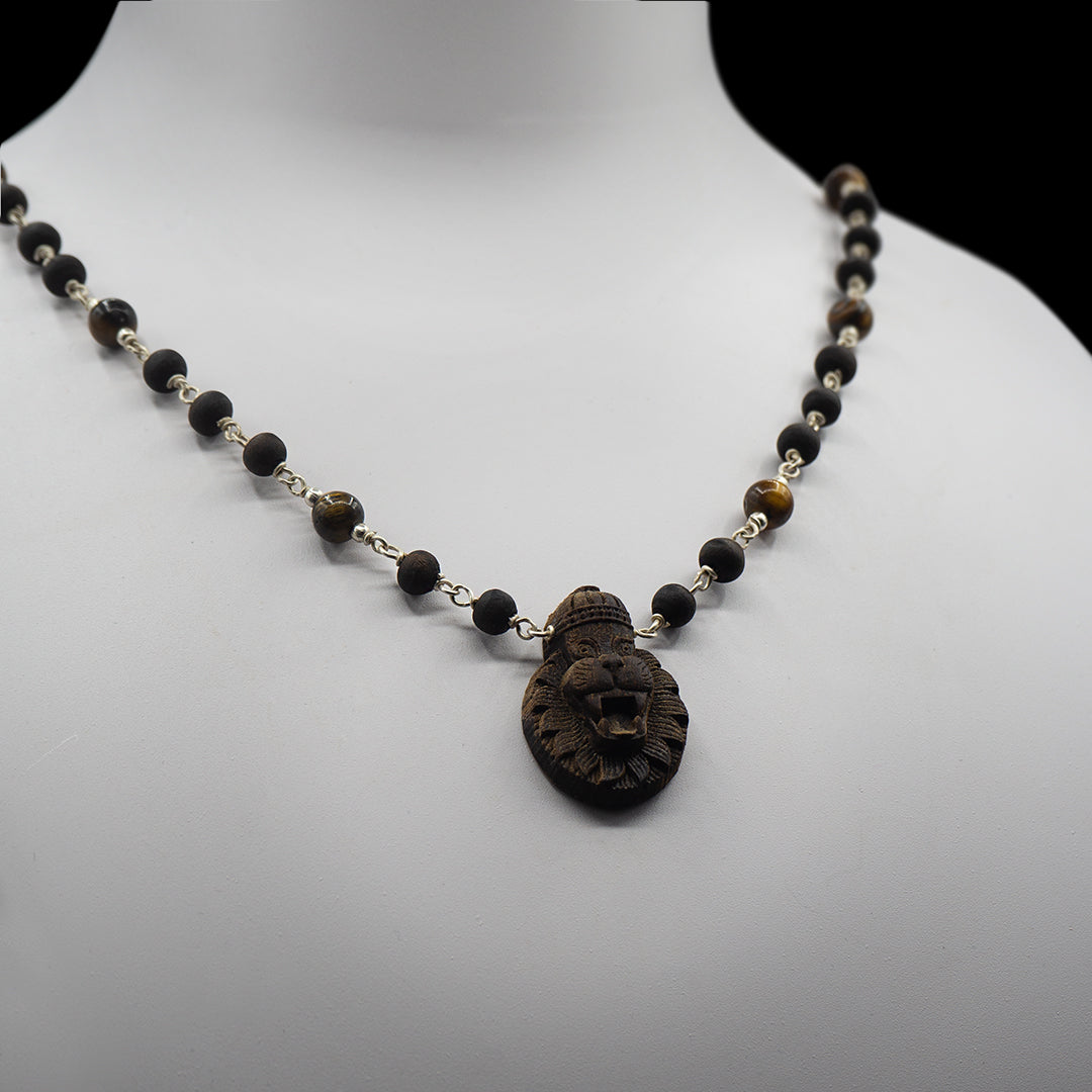 Tigerstone Wood Narasimha Pendant Tulasi Mala
