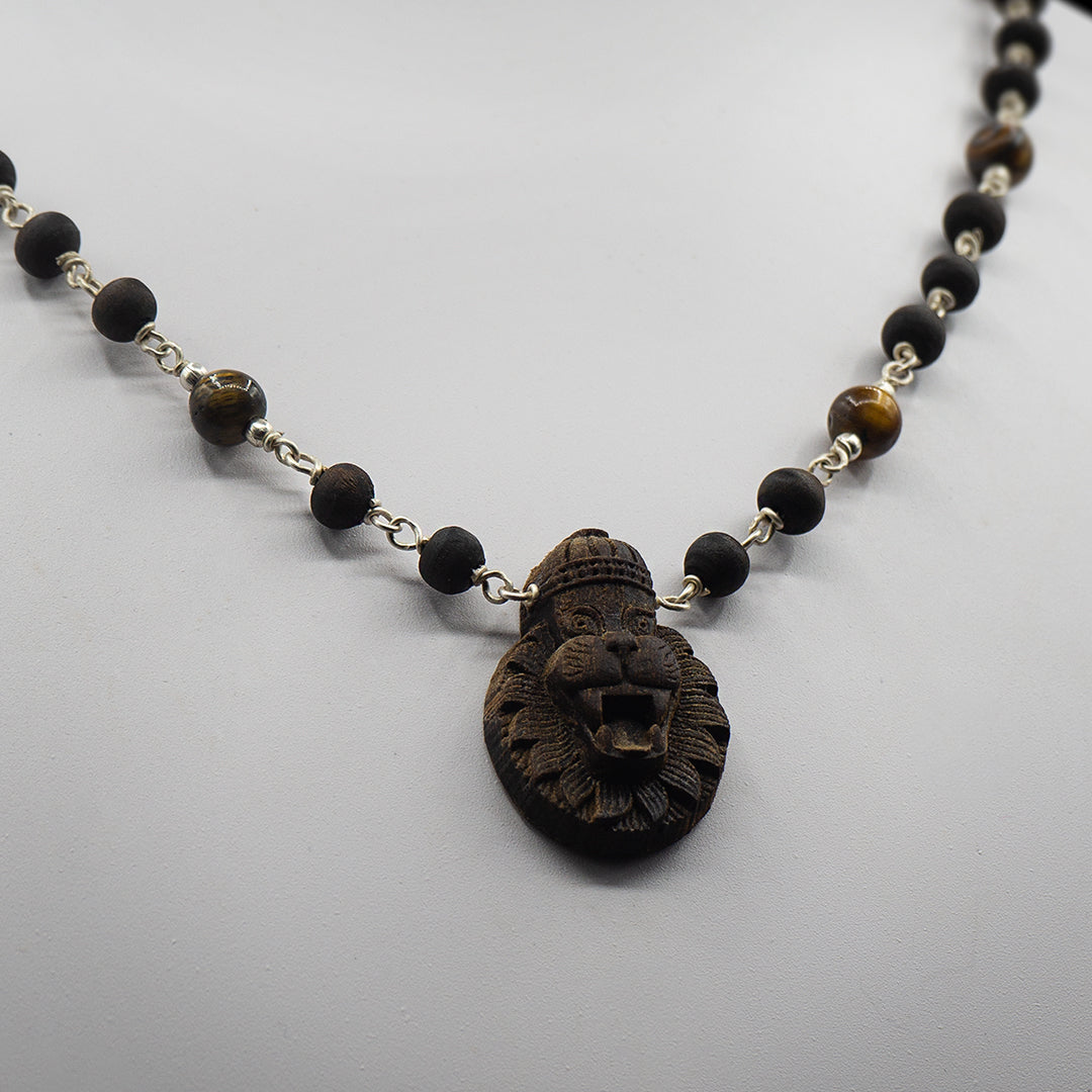 Tigerstone Wood Narasimha Pendant Tulasi Mala