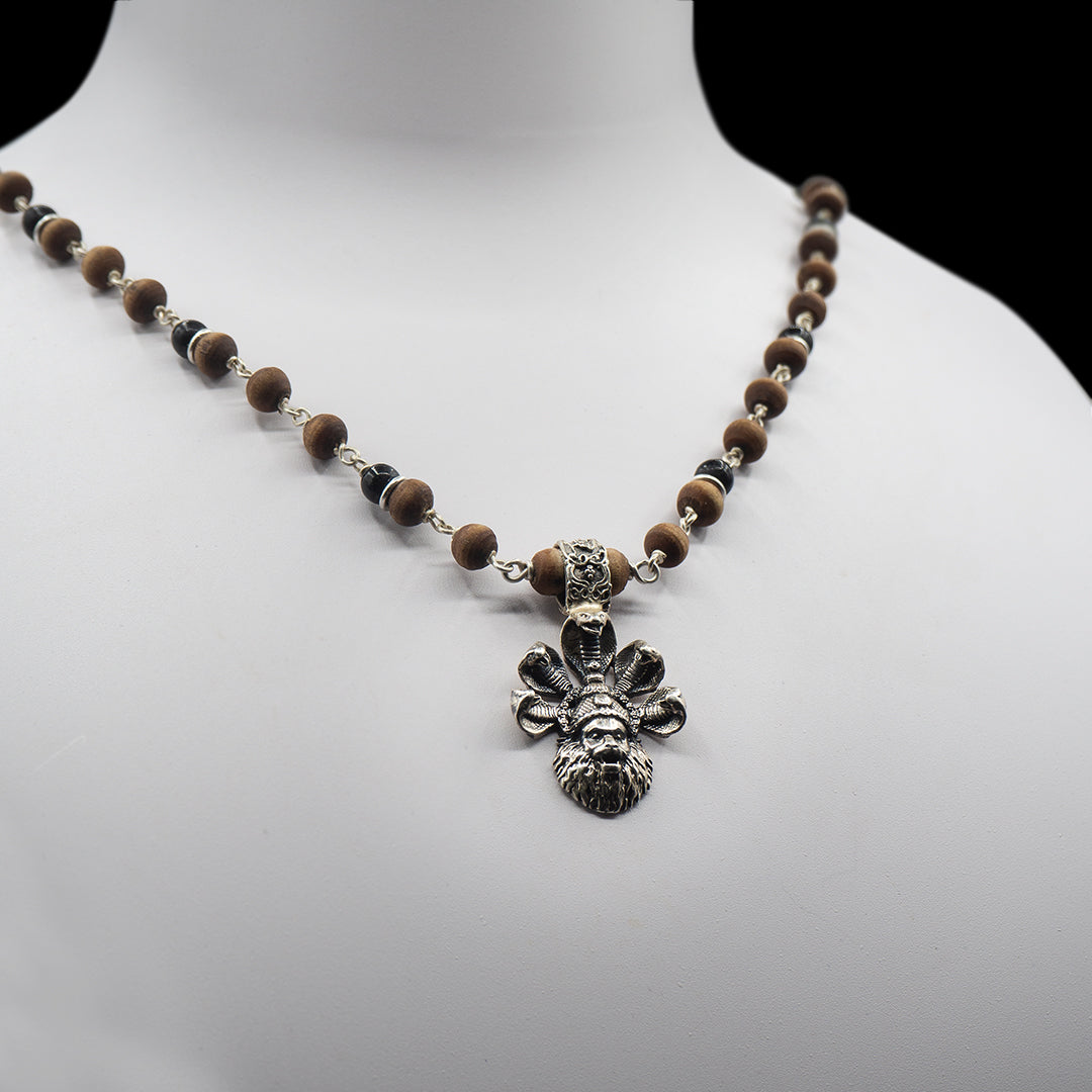 Ananta Narasimha Tulasi and Black Onyx Silver Kanti Mala