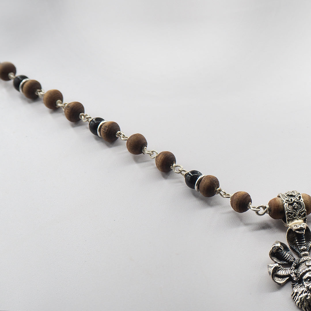 Ananta Narasimha Tulasi and Black Onyx Silver Kanti Mala