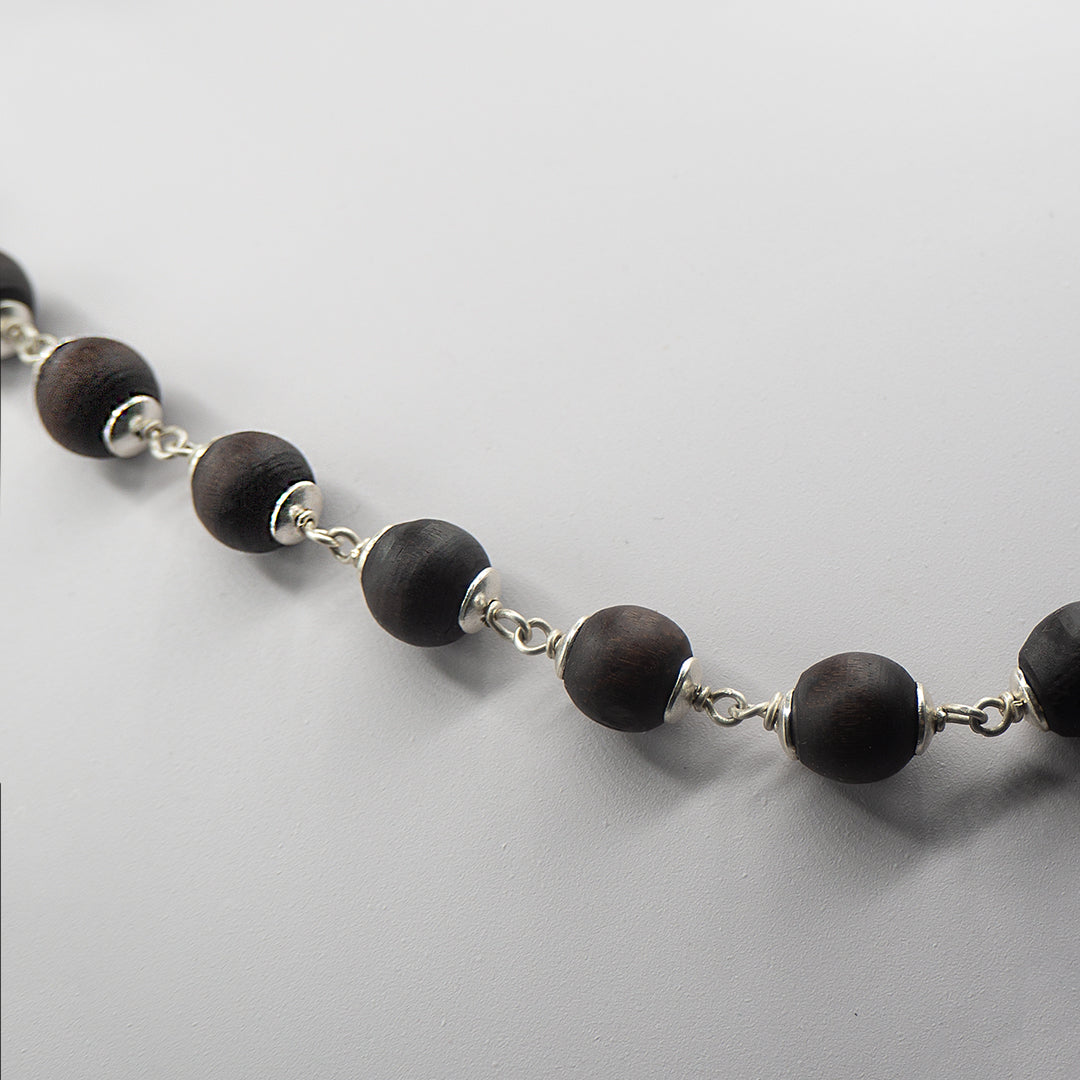 Large Dark Tulasi Silver Kanti Mala