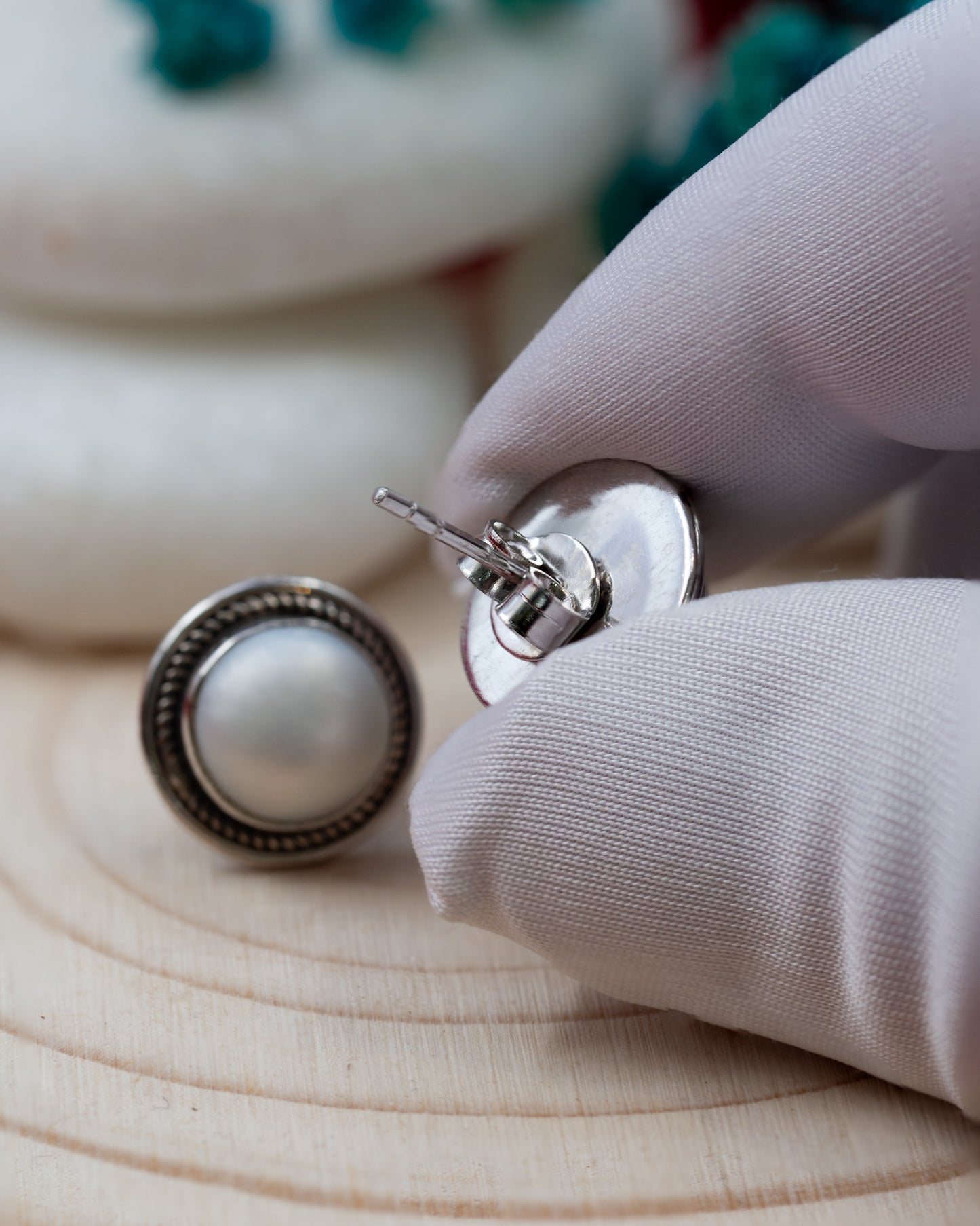 Silver Pearl Studs
