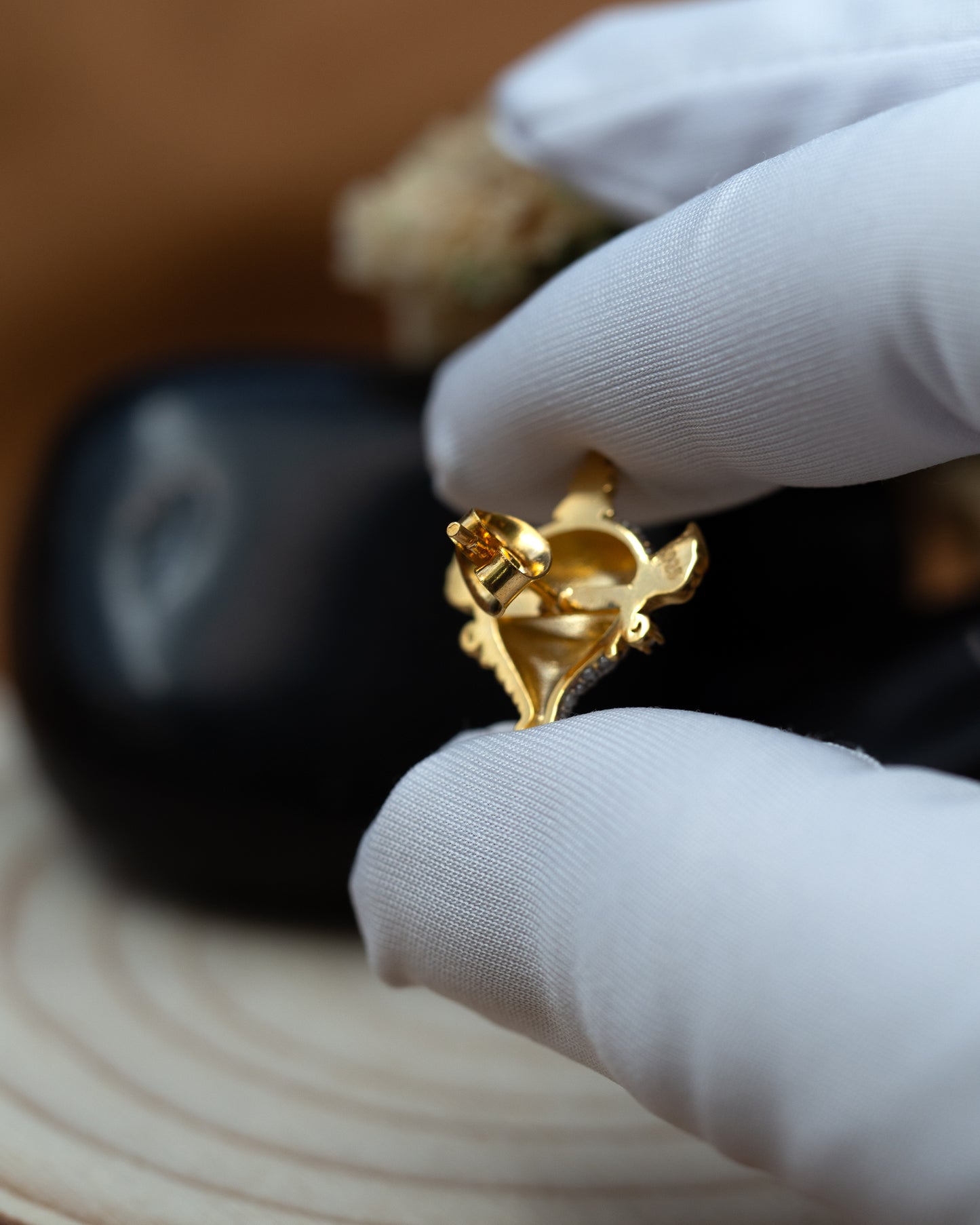 Gold Plated Radiant Shanka Chakra Earrings