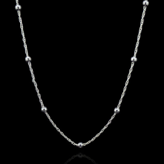 Linked thin chain with silver balls