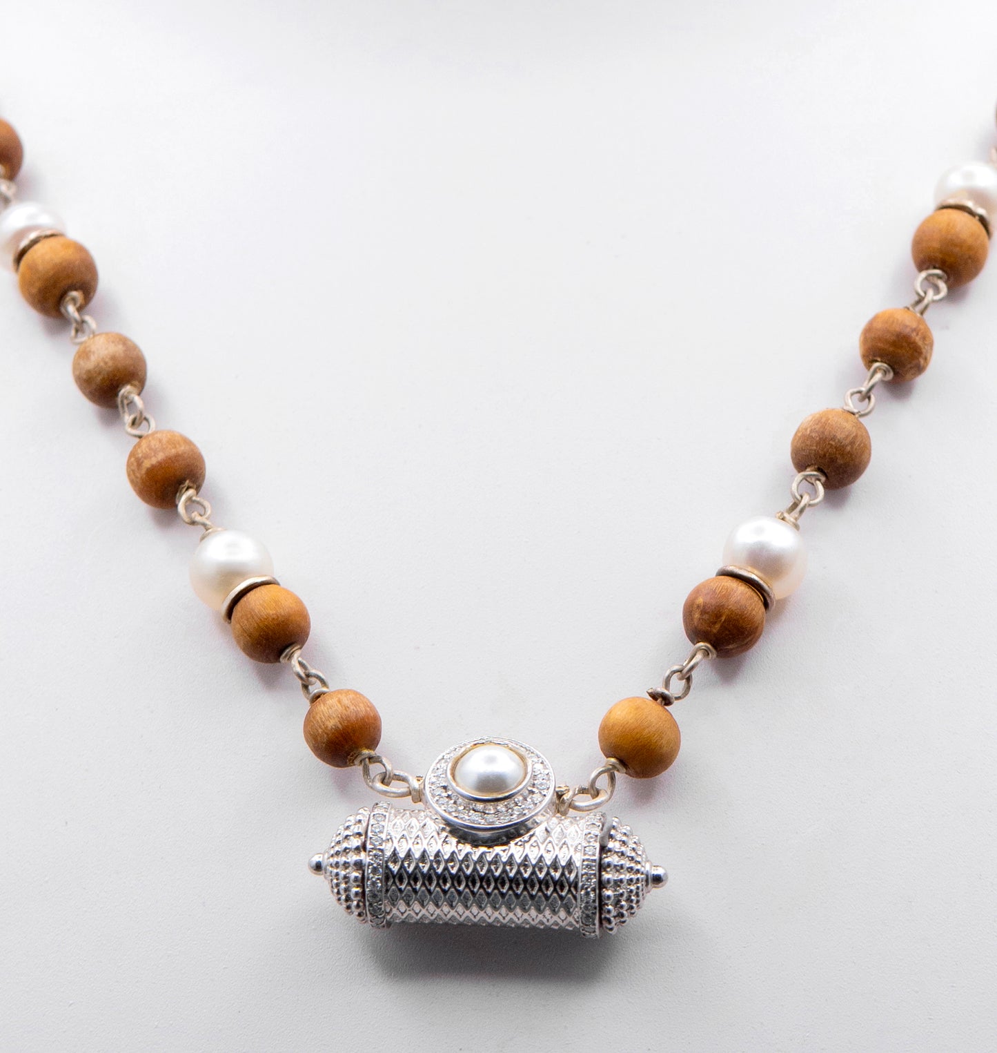 Pearl Kavacha Silver Tulasi Mala