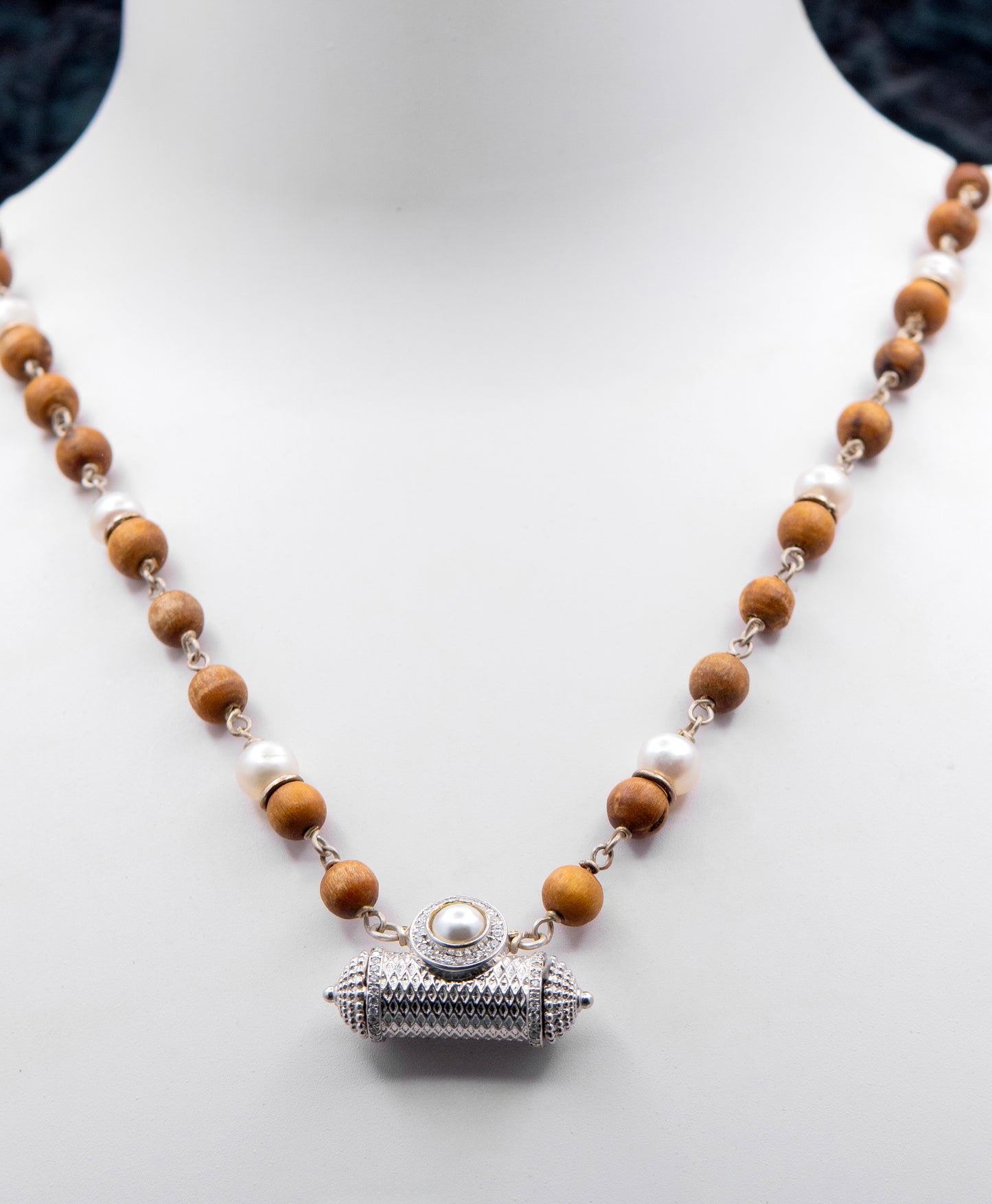 Pearl Kavacha Silver Tulasi Mala