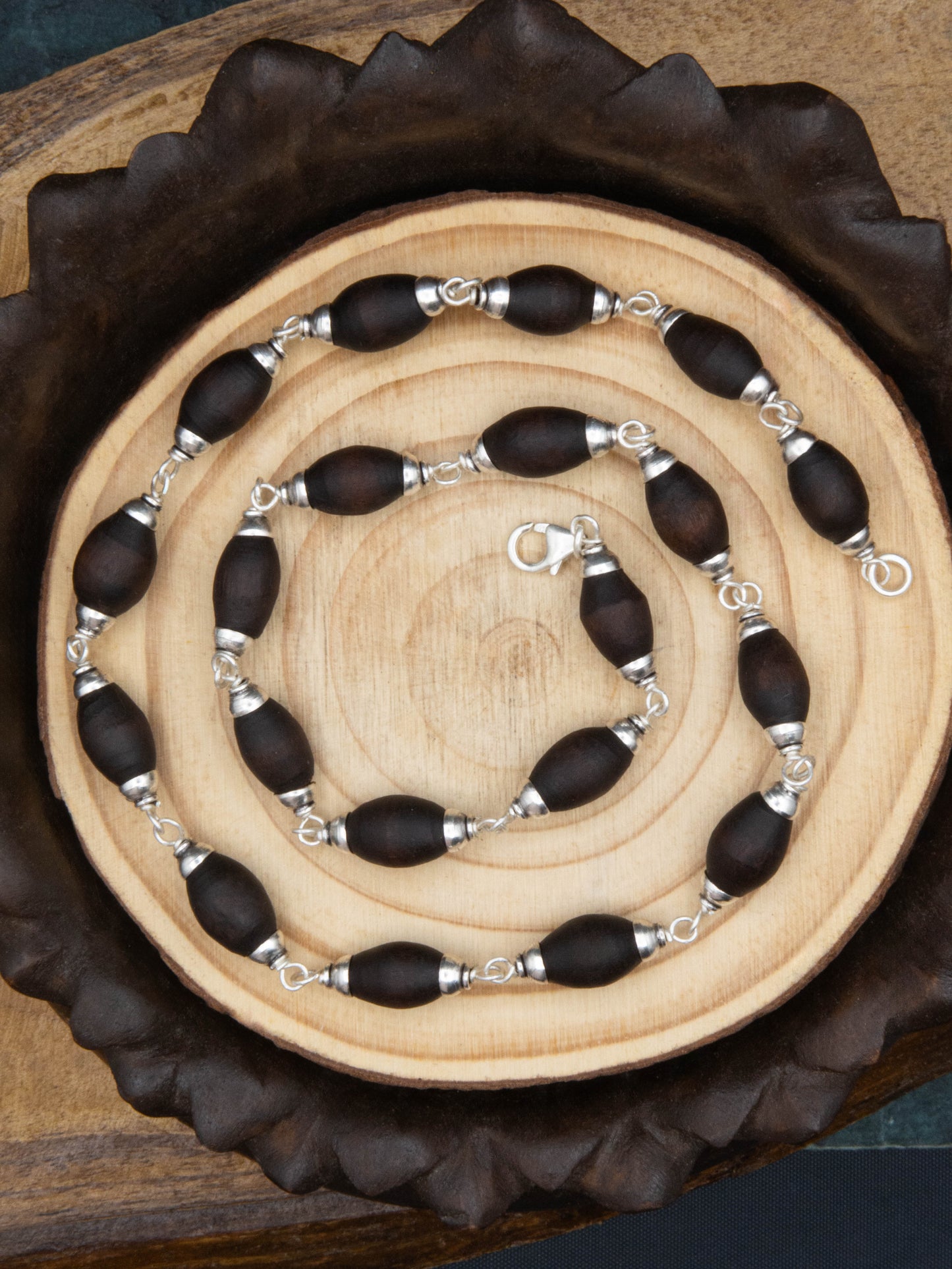 Oval Large Black Tulsi Mala