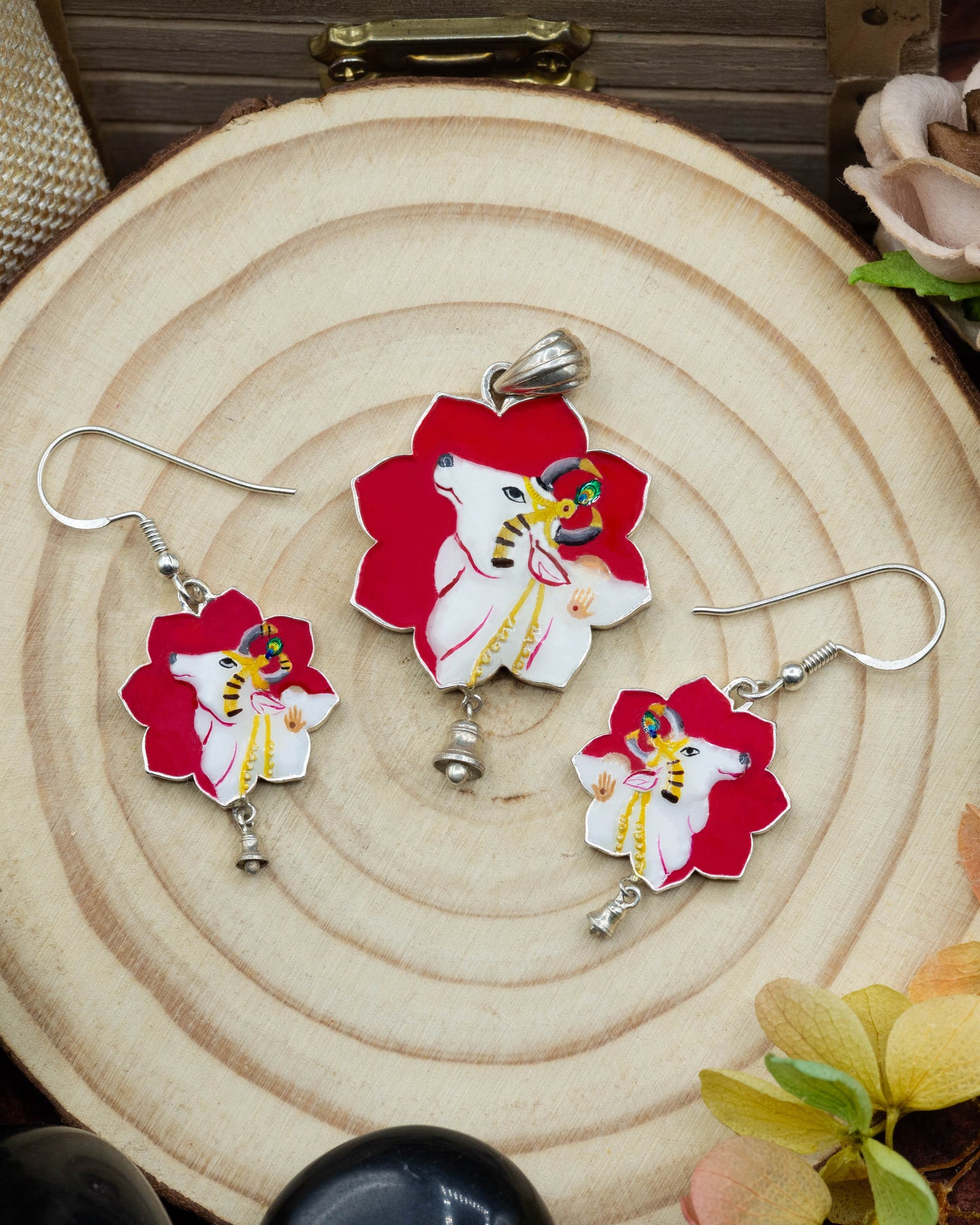 Cow Pendant & Earrings Set