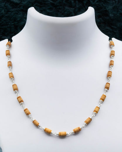 Drum Cylinder Bead Brown Tulsi Mala