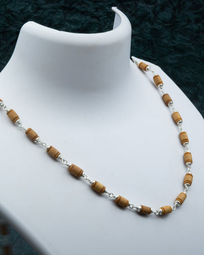 Drum Cylinder Bead Brown Tulsi Mala