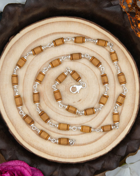 Drum Cylinder Bead Brown Tulsi Mala