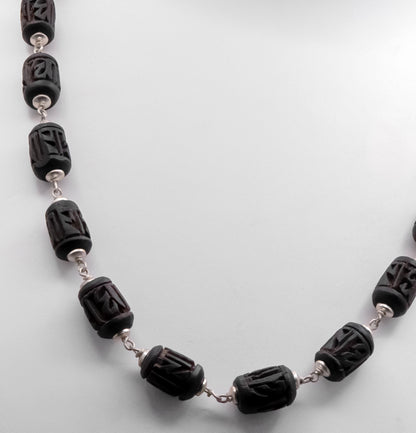 Engraved Large Radha Silver Tulasi Mala