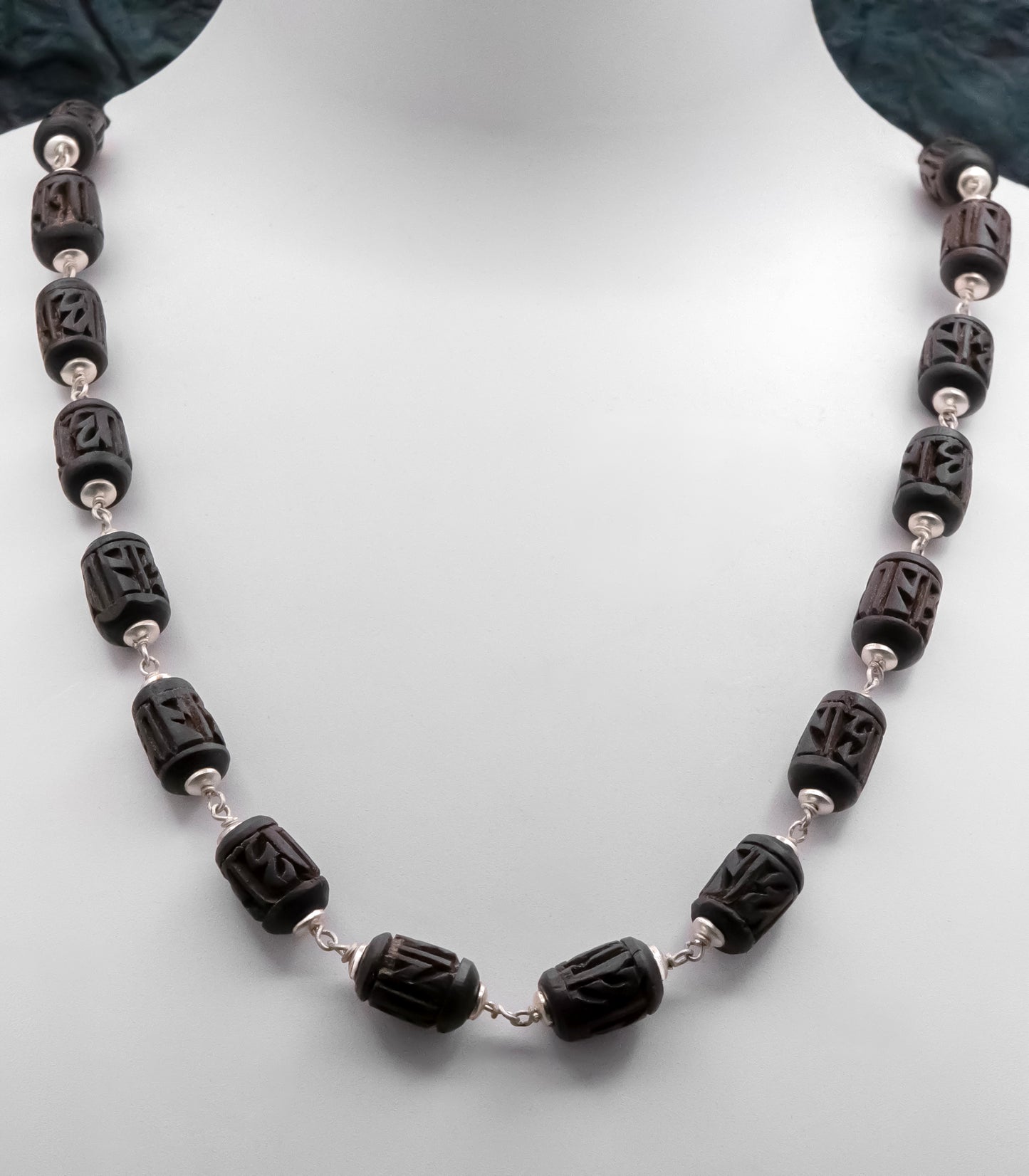 Engraved Large Radha Silver Tulasi Mala