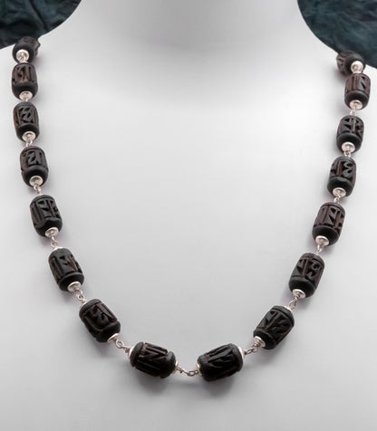 Engraved Large Radha Silver Tulasi Mala