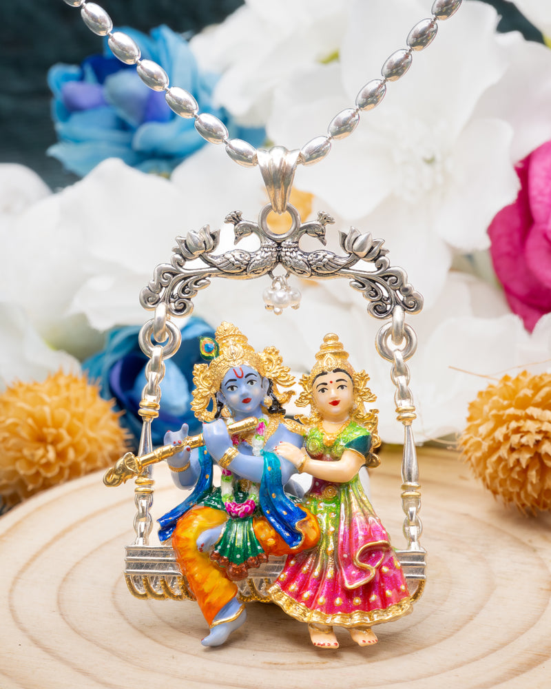 Enameled Jhula Radha Krishna