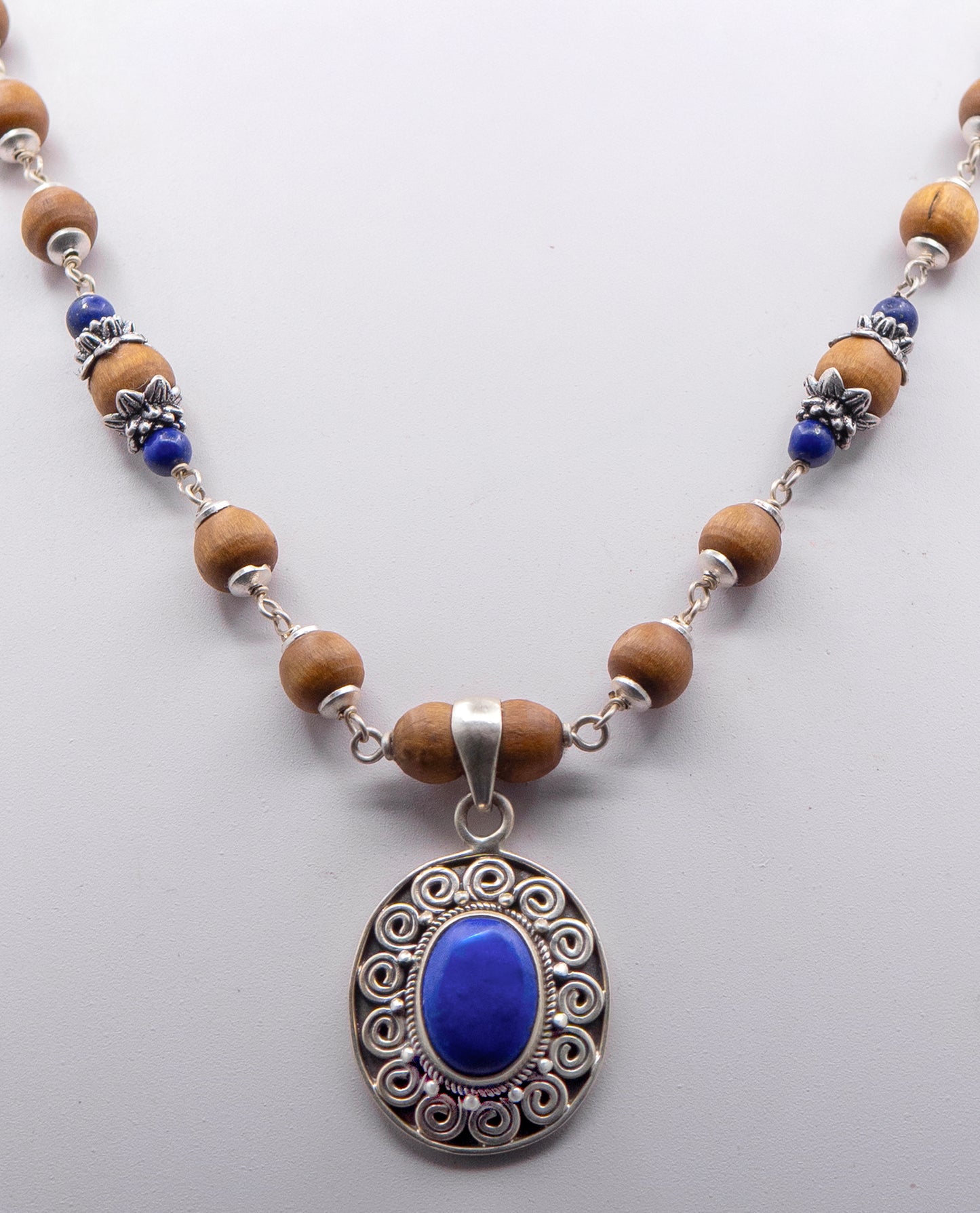 Lapis Lazuli Silver Tulasi Mala - Earring set