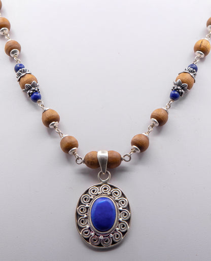 Lapis Lazuli Silver Tulasi Mala - Earring set