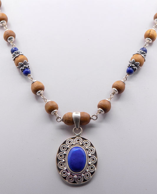 Lapis Lazuli Silver Tulasi Mala - Earring set