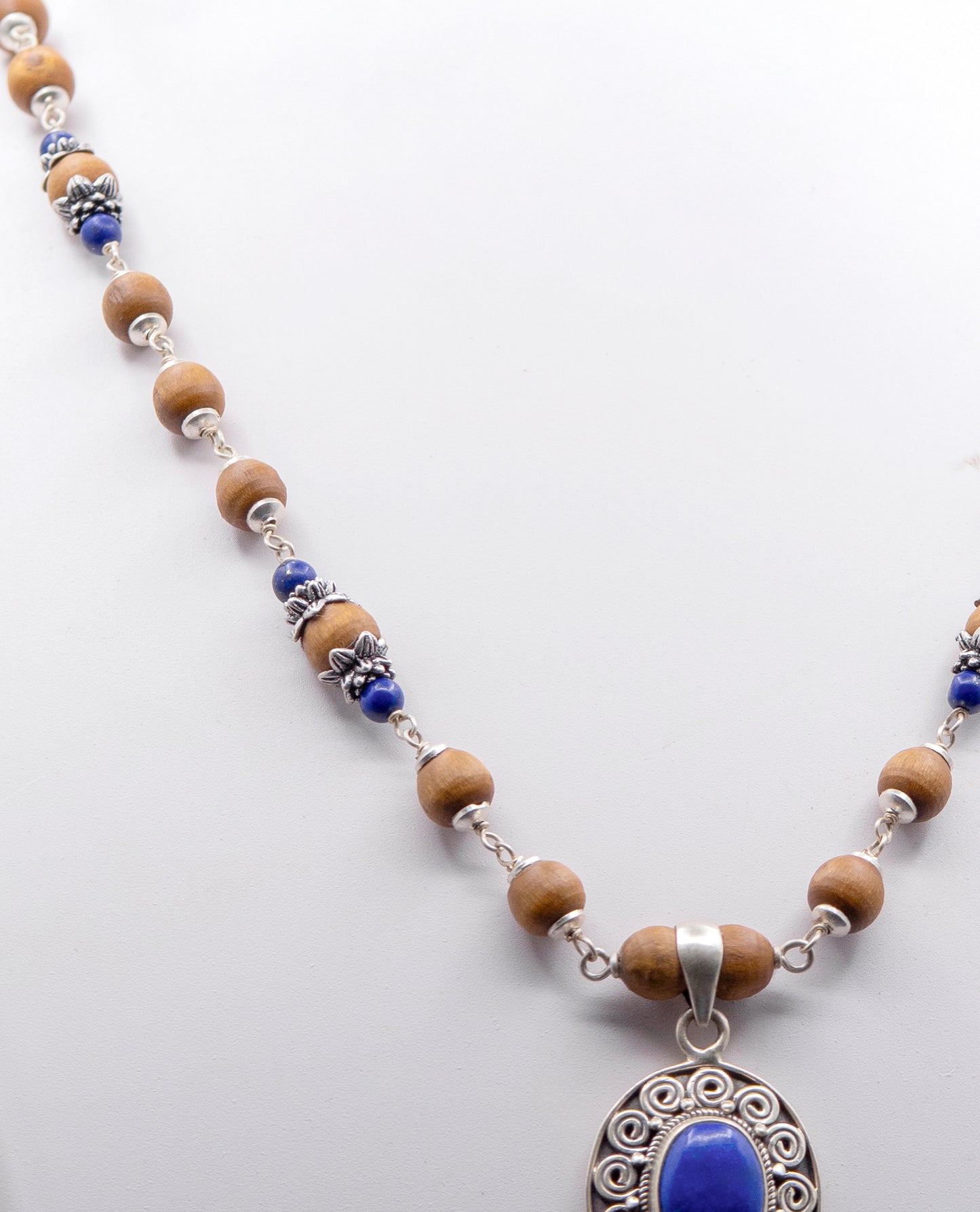 Lapis Lazuli Silver Tulasi Mala - Earring set