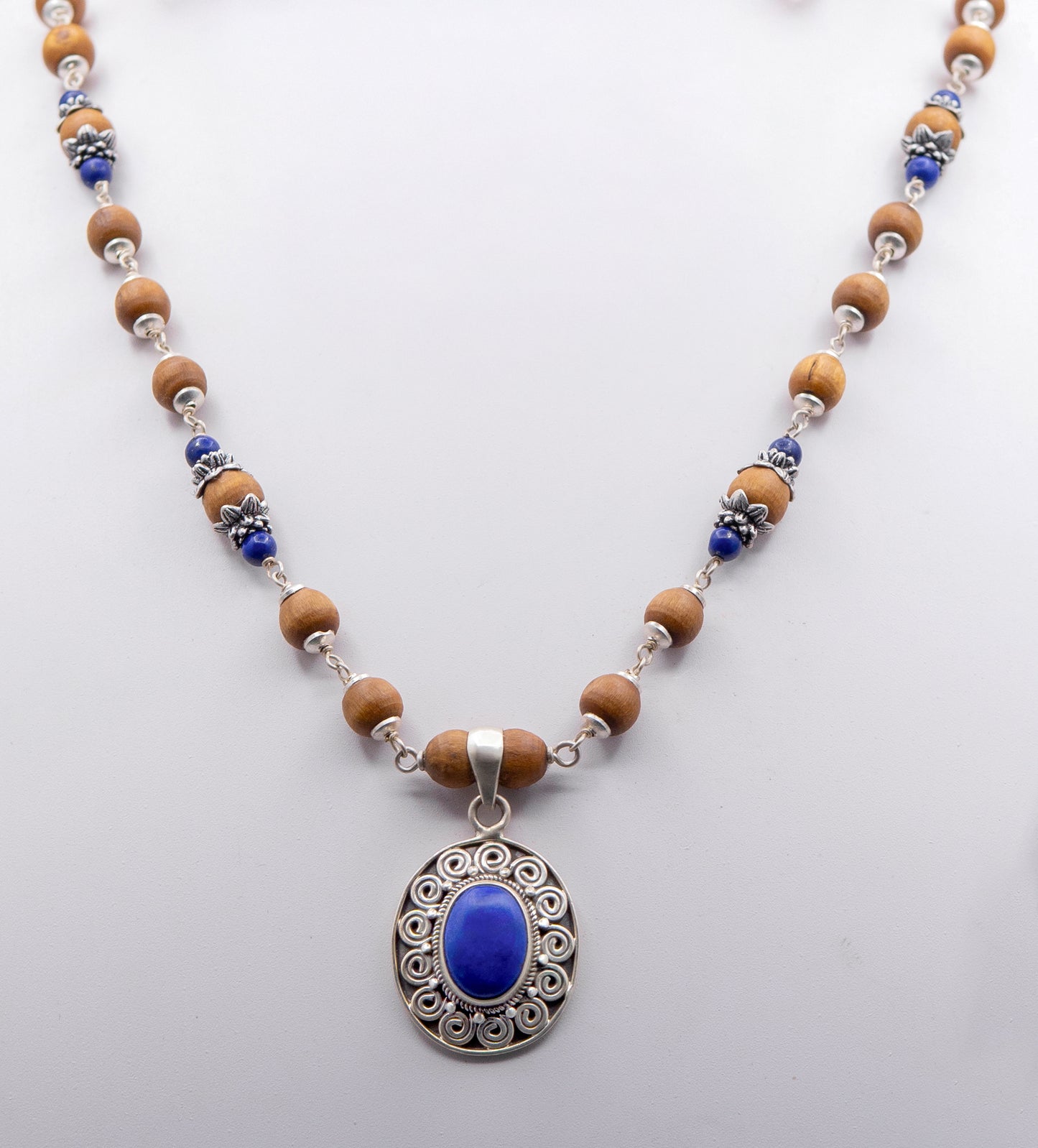 Lapis Lazuli Silver Tulasi Mala - Earring set