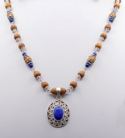 Lapis Lazuli Silver Tulasi Mala - Earring set