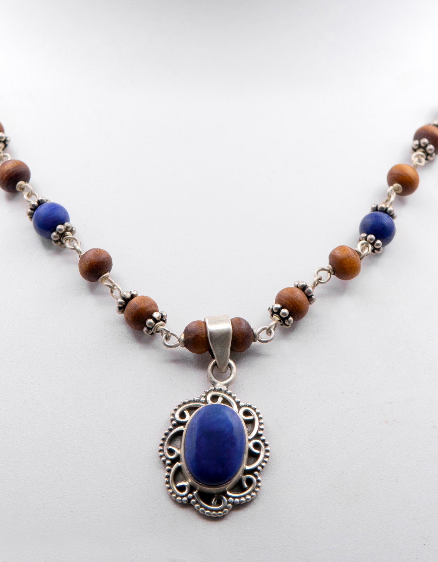 Lapis Lazuli Silver Tulasi Mala - Earring set