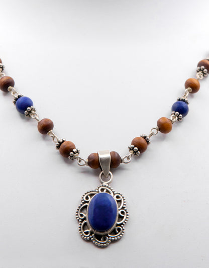 Lapis Lazuli Silver Tulasi Mala - Earring set