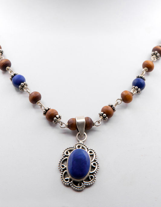 Lapis Lazuli Silver Tulasi Mala - Earring set