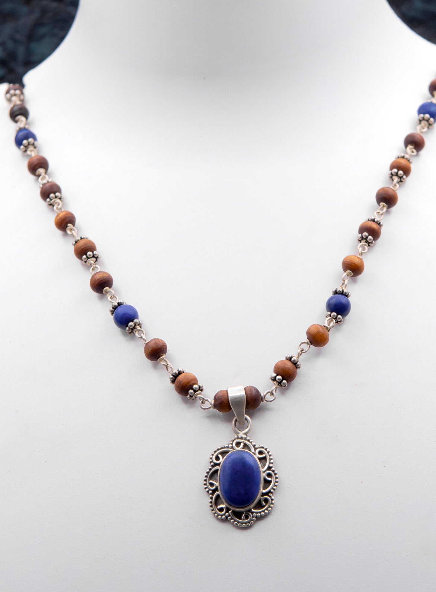 Lapis Lazuli Silver Tulasi Mala - Earring set
