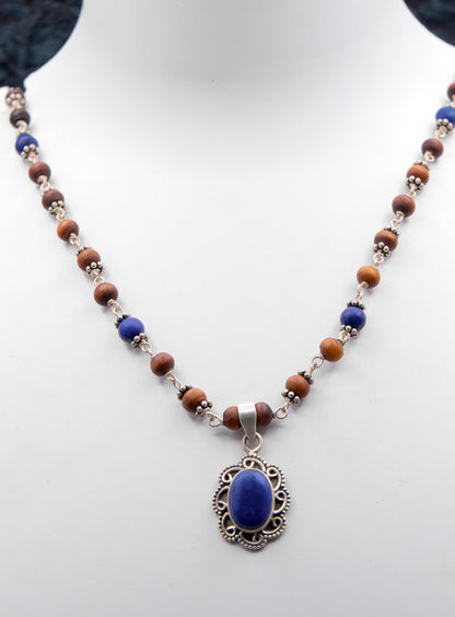 Lapis Lazuli Silver Tulasi Mala - Earring set