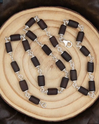 Large Cylinder Black Tulsi Mala