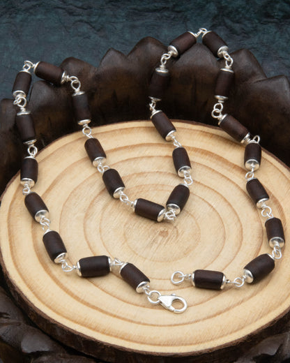 Large Cylinder Black Tulsi Mala