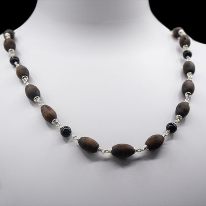 Black Onyx Silver Tulasi Kanti Mala.