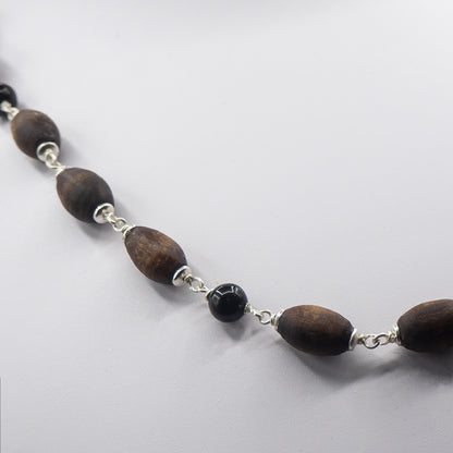 Black Onyx Silver Tulasi Kanti Mala.