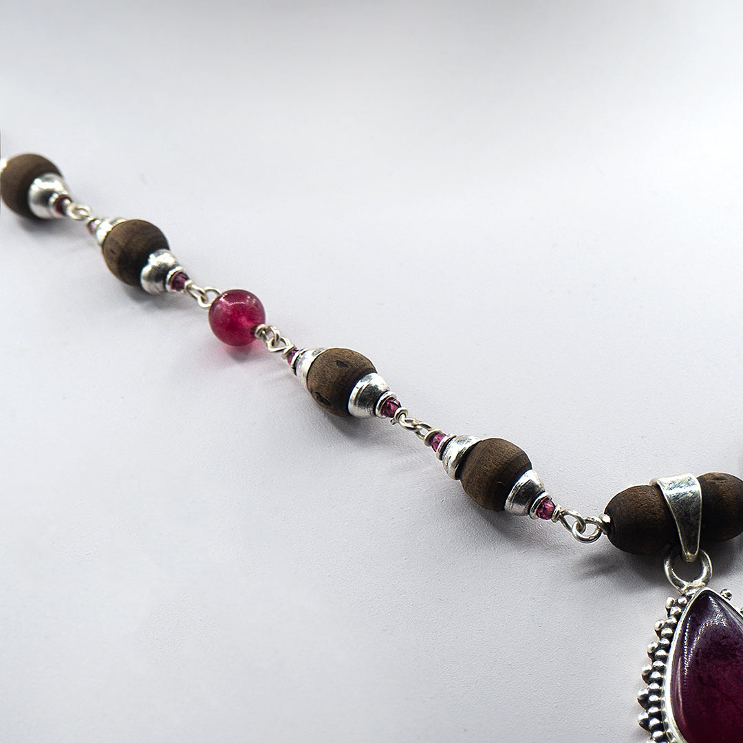 Red Onyx Tulasi Mala Earring Set.