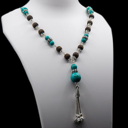 Turquoise Silver Kanti Mala With Earrings.