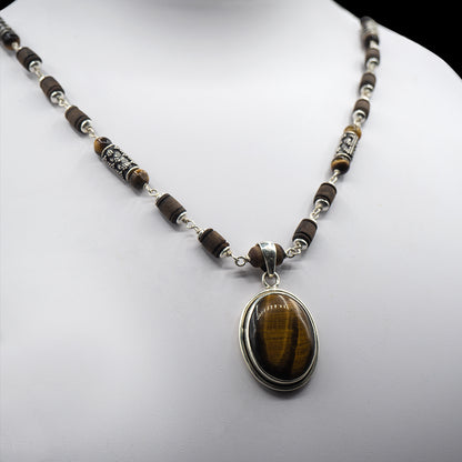 Tigerstone Pendant Silver Kanti Mala.